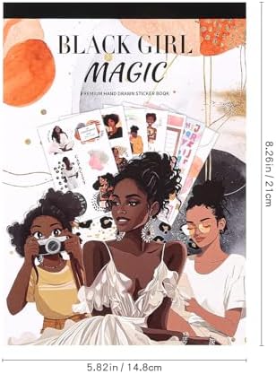 Black Girl Decal Stickers Book For Planners, Calendars, Journals, Vision Boards, Projects, Laptop & Water Bottles – Premium Quality, Hand Drawn, Waterproof – Scrapbook Accessories For Women - 24 Pages - Image 4