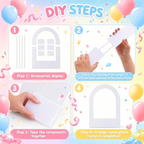 Beeveer 32 x 24 in Large Photo Booth Selfie Frame Props, White Arch - Image 3