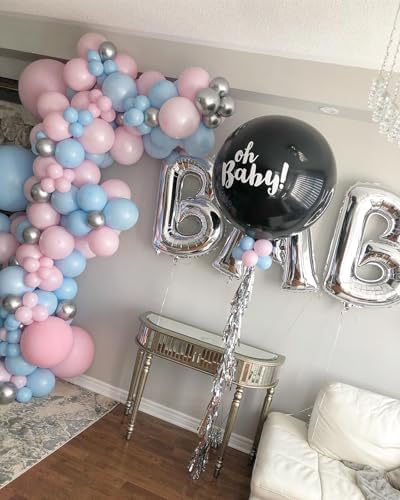 140Pcs Gender Reveal Balloon Garland Arch Kit - Pink and Blue Balloons Silver Latex Balloon for Boy or Girl Gender Reveal Decorations Birthday Party Baby Shower Celebration Anniversary (No Box) - Image 4