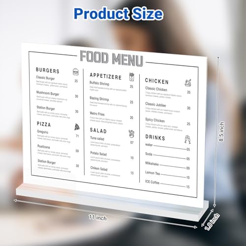 6 Pack Acrylic Sign Holder 11 x 8.5 Horizontal, Double-Sided Clear Sign Holder Plastic Stands for Display, T Shape Acrylic Table Sign Stands for Office Store Restaurants Wedding Party Decoration - Image 2