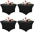 Fixwal 4 Pack 60 Inch Round Tablecloths Black Spandex Fitted Table Covers by Fixwal