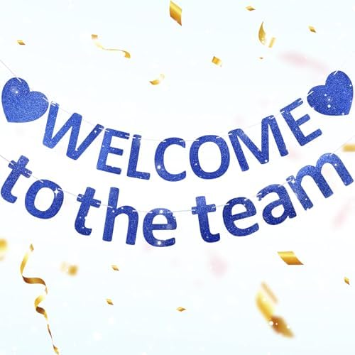 Pre-Strung Glitter Welcome to the Team Banner Welcome Banner Welcome Decorations for Office New Hire Events Corporate Onboarding & Team Building Parties (Blue) by Unknown
