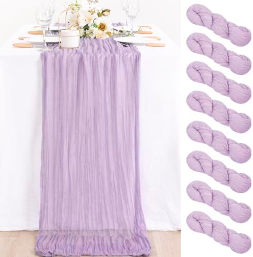 Lilac Purple Cheesecloth Table Runner Fall Wedding Party Decor 10ft, 8 Pack by MLMC
