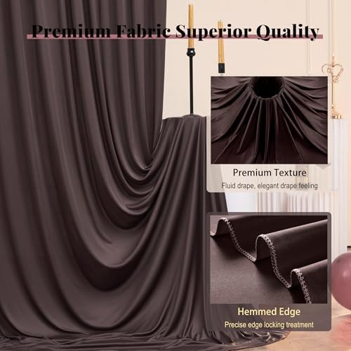 12ft x 10ft Brown Backdrop Curtains for Parties, Wrinkle Free 2 Panels Photo Backdrop Drapes Back Drop Cloth for Wedding Birthday Photography Background Decor - Image 3