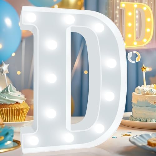 Pooqla LED Marquee Letter Lights, Warm White and Cool White Decorative Lighted Letters, Light Up Alphabet Letters for Boys Girls, Party, Wedding, Bar, Night Light, Birthday Decoration, Letter D by Pooqla