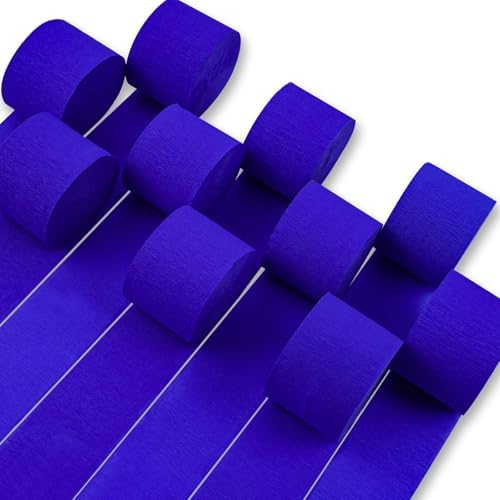 PartyWoo Blue Crepe Paper 10pcs 820 FT Royal Dark Blue Streamers by PartyWoo