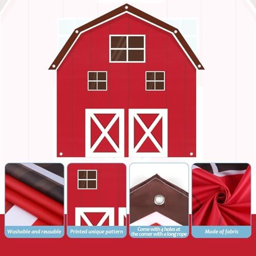 Farm Animals Party Decoration Set Farmhouse Backdrop Cow Balloon Garland Arch Kit Farm Theme Balloons Photo Booth Photography Background Decor for Halloween Birthday Kids Baby Shower Party Supplies - Image 3