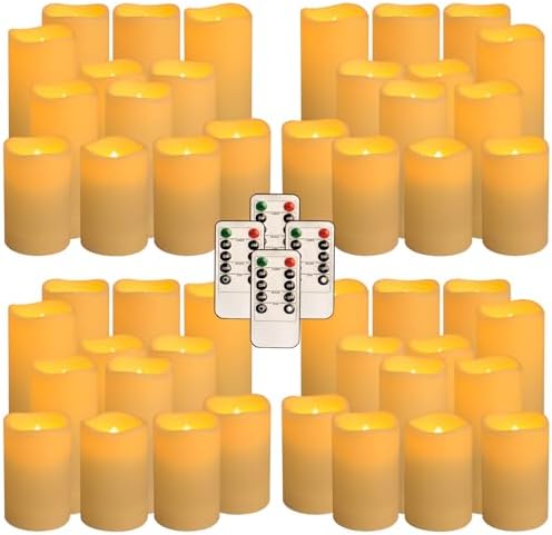 fclayvts 48-Pack LED Flameless Candles with Remote Control - Perfect for Home, Parties, and Special Occasions - Create a Magical Ambiance Effortlessly(Three Sizes) by fclayvts