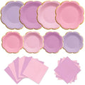 OuMuaMua 60pcs Pink and Purple Disposable Paper Plates & Napkins Set for 20 by OuMuaMua