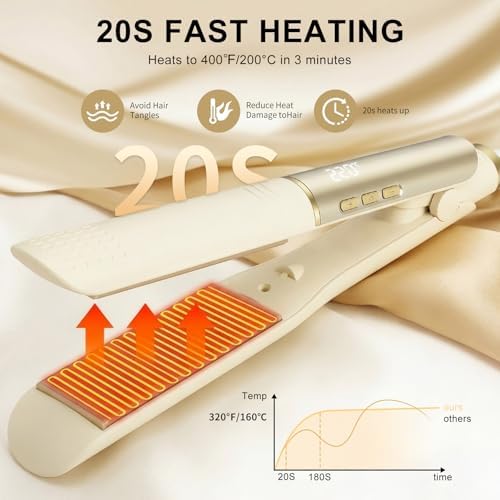 Flat Iron Hair Straightener Women, 20s Heat Up, 4 Temp Settings LED Display - Image 5