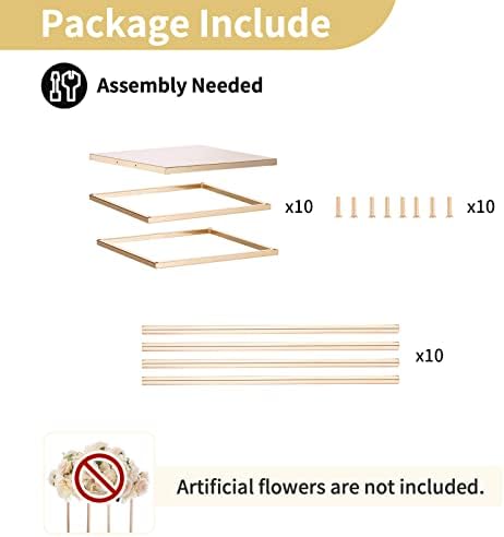 NUPTIO Black Vase Wedding Centerpieces, Geometric Stand, 15.7" Tall, 10 Pcs - Image 6