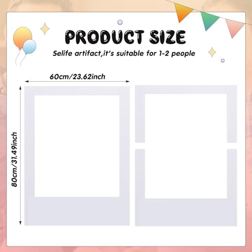 Beeveer 32 x 24 in Large Photo Booth Selfie Frame Props, White Vertical - Image 2