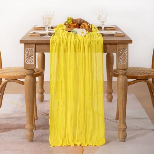 Yellow Cheesecloth Table Runner Fall Wedding Picinc Decor 10ft, 2 Pack - Image 3