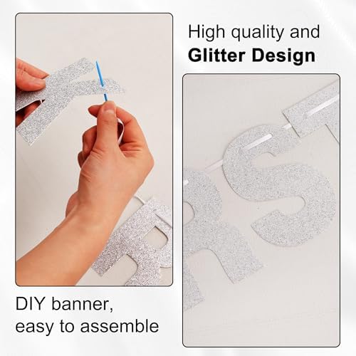 BEISHIDA Glitter Silver 116 PCS A-Z DIY Letter Custom Banner Party Decor - Image 3