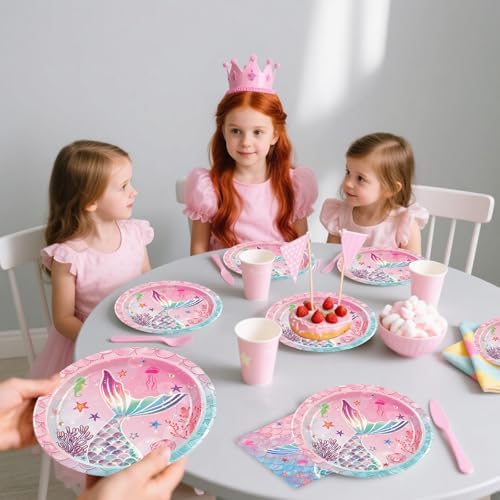 40pcs Mermaid Plates &Napkins Birthday Party Decoration 20 Guests - Image 5