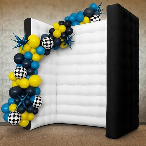 Inflatable Photo Booth Wall –8.2X8.2X4FT Portable Backdrop with LED Lights, Easy Setup for Parties, Weddings, Birthdays & Events – Black by XmaybangDesignStudio