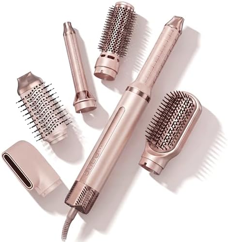 6 in 1 Hot Air Styler, Air-wrap with High-Speed 260,000 RPM Negative Ionic Hair Styler Dryer Brush, All Hair Types Drying Straightening, Curling Volumizing, Frizz-Free and Add Volume, Gift for Girl by Unknown
