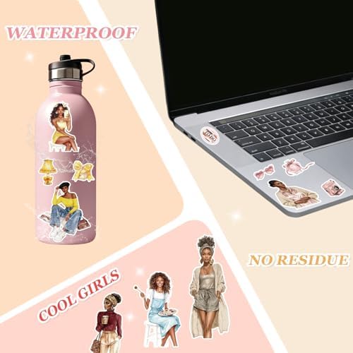 Black Girl Sticker Book, 400+ Vintage Scrapbook Stickers for Black Teen Girls & Women, 30 Pages of Waterproof Vinyl Aesthetic Decals Motivational Quotes for Journaling Planner, Scrapbooking, Laptop - Image 6