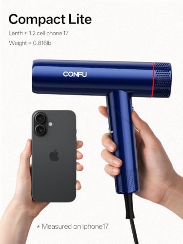Travel Hair Dryer CONFU Ionic Blow Dryer with Diffuser for Curly Hair - Image 3