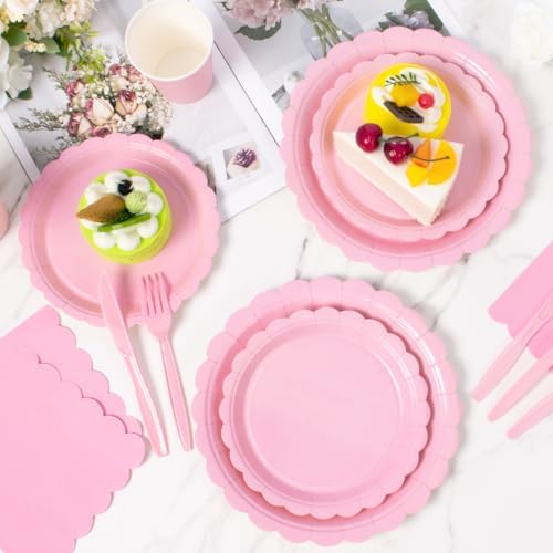 Vyntra 175 Pcs Pink Paper Plates and Napkins Party Supplies - Image 5