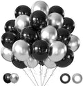Black and Silver Balloons, 50PCS 12 Inch Silver Balck Latex Balloons Black Silver Party Balloons for Birthday,Graduation,New Years,Wedding,Engagement Party Decorations by AIOZX