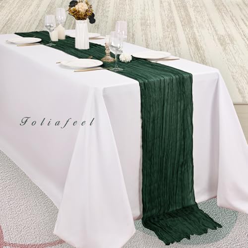 Emerald Green 6 Pack Cheesecloth Table Runner 10FT Boho Fabric Rustic Cheese Cloth Table Runner for Wedding 20 x 120 Inch Long Bridal Shower Baby Shower Gauze Sheer Birthday Party Table Decorations - Image 4