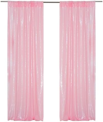 PartyDelight Pink Sequin Backdrop Curtains 2x8ft 2 Panels by PartyDelight