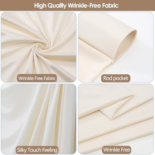 ESGOTBME 40x10ft Wrinkle Free Ivory Backdrop Curtain for Parties Soft Polyester and Nylon Fabric Drapes Wedding Birthday Party Decorations Background for Photography 5x10ft,8 Panels - Image 3