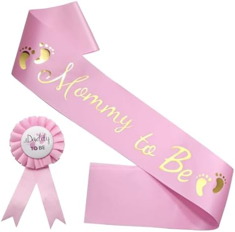 MILVOWOC Baby Shower Sash 2 Pack Mommy & Daddy to Be Set, Pink - Image 7