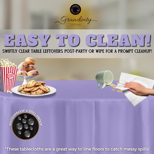 Grandipity Plastic Table Cloth Disposable 12 Pack 84" Round Lavender - Image 3