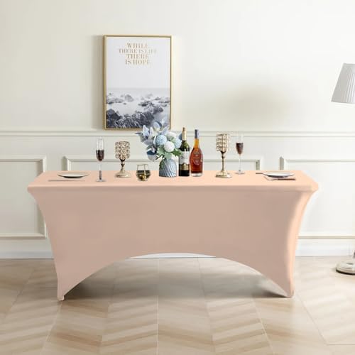 Eurmax USA 2-Pack Rectangular Fitted Spandex Table Covers 6ft Tablecloth Wedding Event Patio Table Decorations Stretch Table Cover for 6ft Folding Table (Champagne) - Image 6