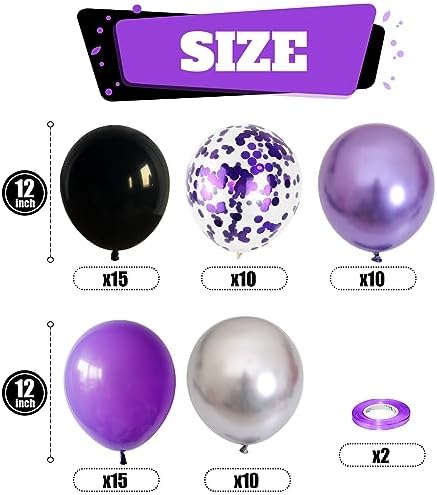 Purple and Black Balloons, 60 Packs 12 Inch Latex Balloon - Image 2