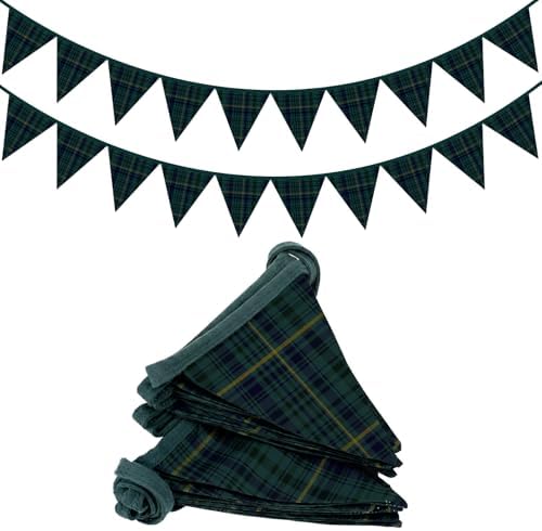 Lumina 2 Pcs Green Blue Tartan Plaid Pennant Banner Fabric Bunting 7.75 ft by Unknown