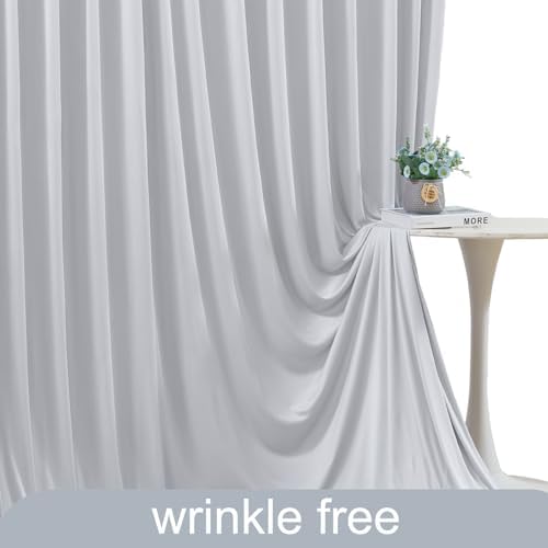 4 Panels Silver Grey Backdrop Curtain for Parties Wedding Wrinkle Free Silver Grey Photo Curtains Backdrop Drapes Fabric Decoration for Birthday Party Baby Shower 20ft(W) x 10ft(H) - Image 6