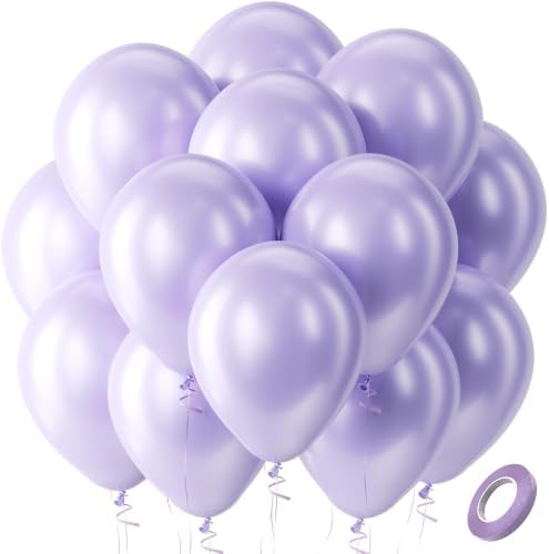 Bezente Pearl Lavender Latex Round Helium Party Balloons 100 Pack 12 inch by Bezente