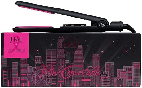 HAI Convertible Flat Iron Straightener for Women - Professional Ceramic with 5 Temperature Levels for All Hair Types - (Classic Pink) by HAIBeautyConcepts