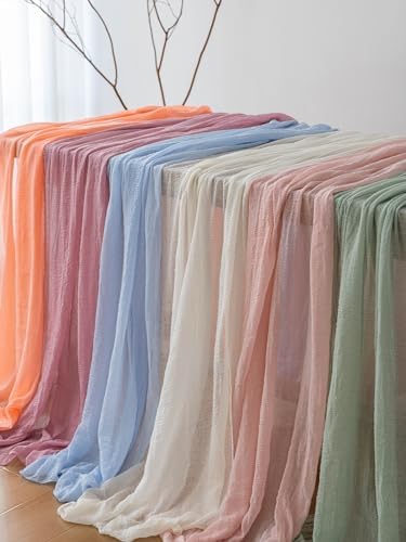 Light Blue Cheesecloth Table Runner 120 Inches for Party Home Decorations - Image 6