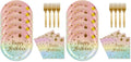 48PCS Happy Birthday Plates and Napkins Party Supplies, Colorful and Gold Disposable Paper Plates and Napkins with Forks Tableware Set for Birthday Party Decorations 16 Guests (Colorful) (Pack of 2) by KFJBPB