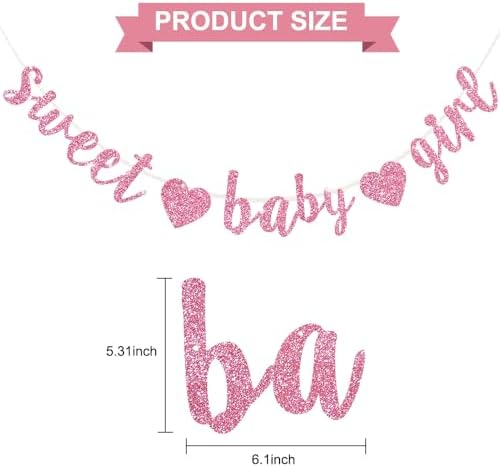 BEISHIDA Pre-Strung Glitter Pink Girl Baby Banner Baby Shower Decor - Image 2