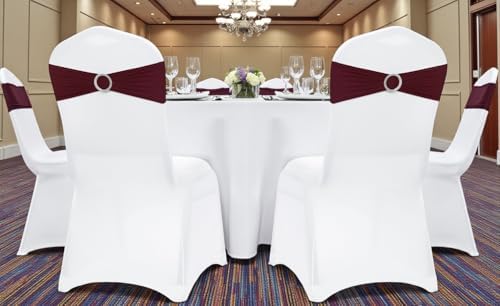 MDS Pack of 200 Spandex Chair Sashes for Wedding Party & Event – Burgundy - Image 6