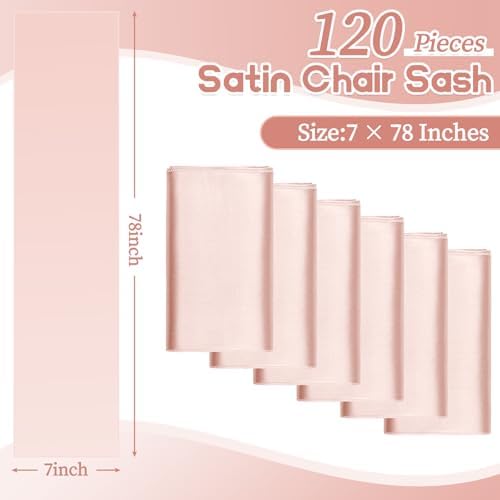 fani 120 PCS Satin Chair Sashes, 7x78 Inch, Rose Gold - Image 2