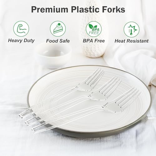 Dealusy 360 Count Extra Heavy Duty Clear Plastic Forks Disposable - Image 3