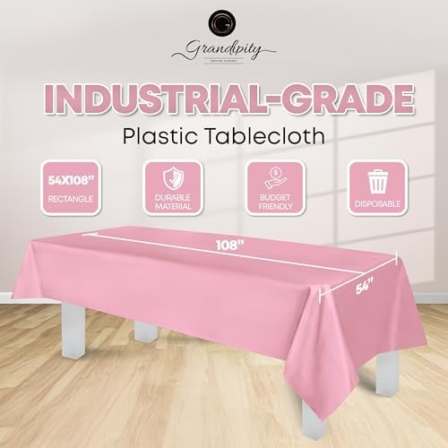 Grandipity Plastic Table Cloth Disposable 12 Pack 54” x 108” Rectangle - Image 2