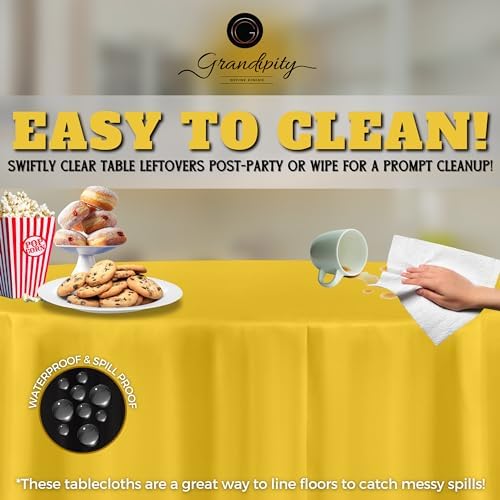Grandipity Plastic Table Cloth Disposable 12 Pack 84" Round Yellow - Image 3