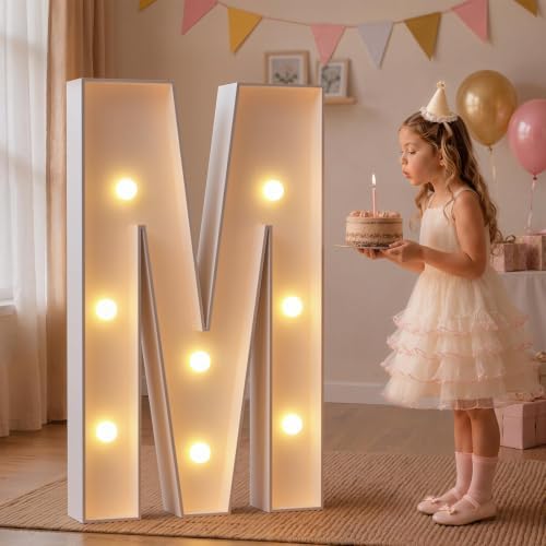 imprsv 3FT Marquee Letters, Moasaic Letters Marquee Light Up Letters for Birthday Wedding Engagement Party Decoration, Large Marquee Letters Kit for Baby Brithday Party, Letter M (Assembly Needed) by Letsmakeitimpressive