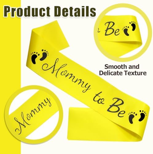 MILVOWOC 2 Pack Baby Shower Sash Set, Yellow - Image 2