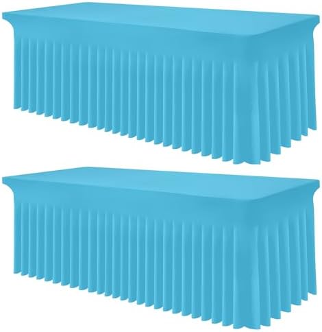 Smiry 2 Pack Spandex Elastic Fitted Table Cloth Skirt for 6FT Table by Smiry