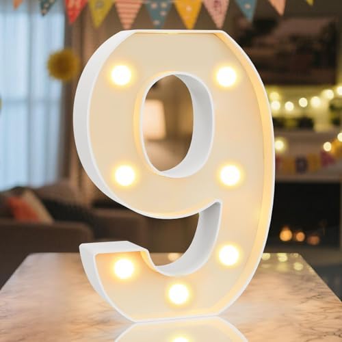 8.86 Inch Marquee Light Up Numbers 9 for Party Decorations by NANXU