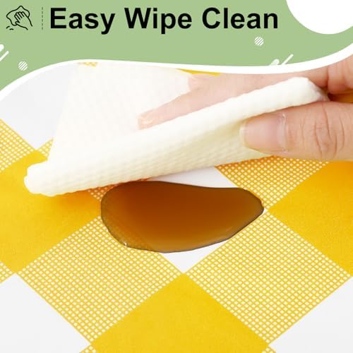 misaya 12 Packs Yellow White Buffalo Gingham Plastic Disposable Table Cloth - Image 5
