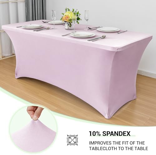 Obstal 6 Pack Stretch Spandex Table Covers for 6 Foot Tables, Pink - Image 2